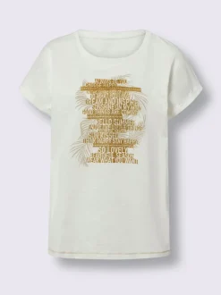 T-shirt à encolure ronde avec lettrage moderne paillettes