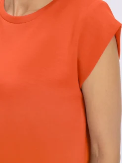 T-shirt à encolure ronde avec mancherons et manches courtes