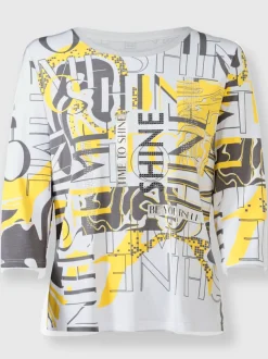 T-shirt à encolure ronde avec motif graphique et manches 3/4