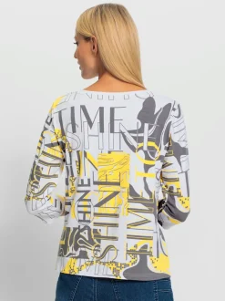 T-shirt à encolure ronde avec motif graphique et manches 3/4