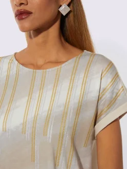 T-shirt à encolure ronde avec motif dégradé à mancherons