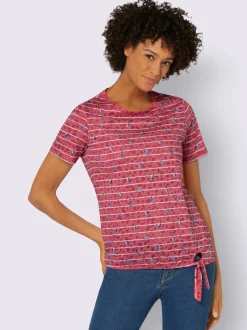 T-shirt à encolure ronde avec motifs marins et rubans à nouer