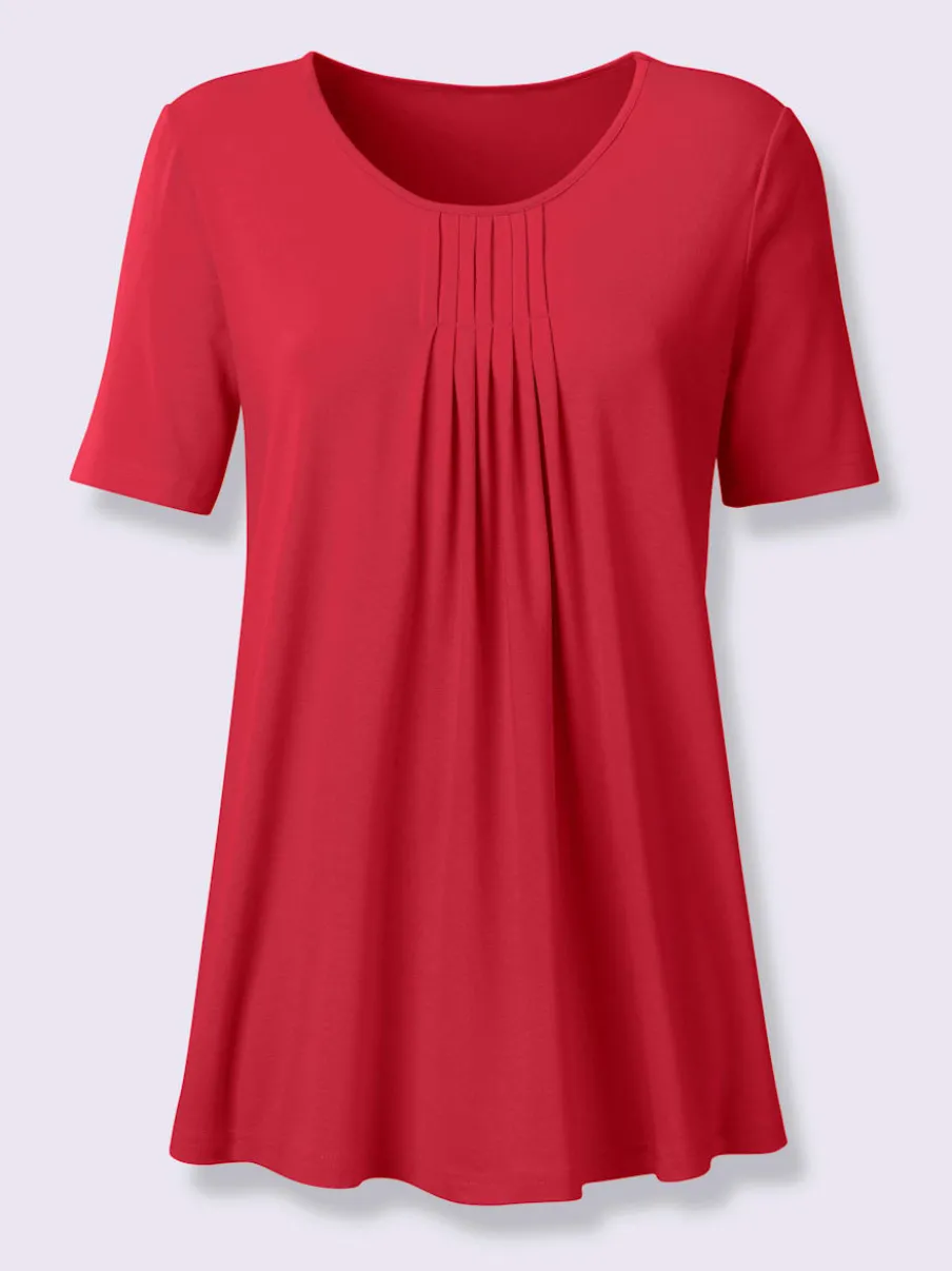 T-shirt à encolure ronde avec plis et coupe flatteuse
