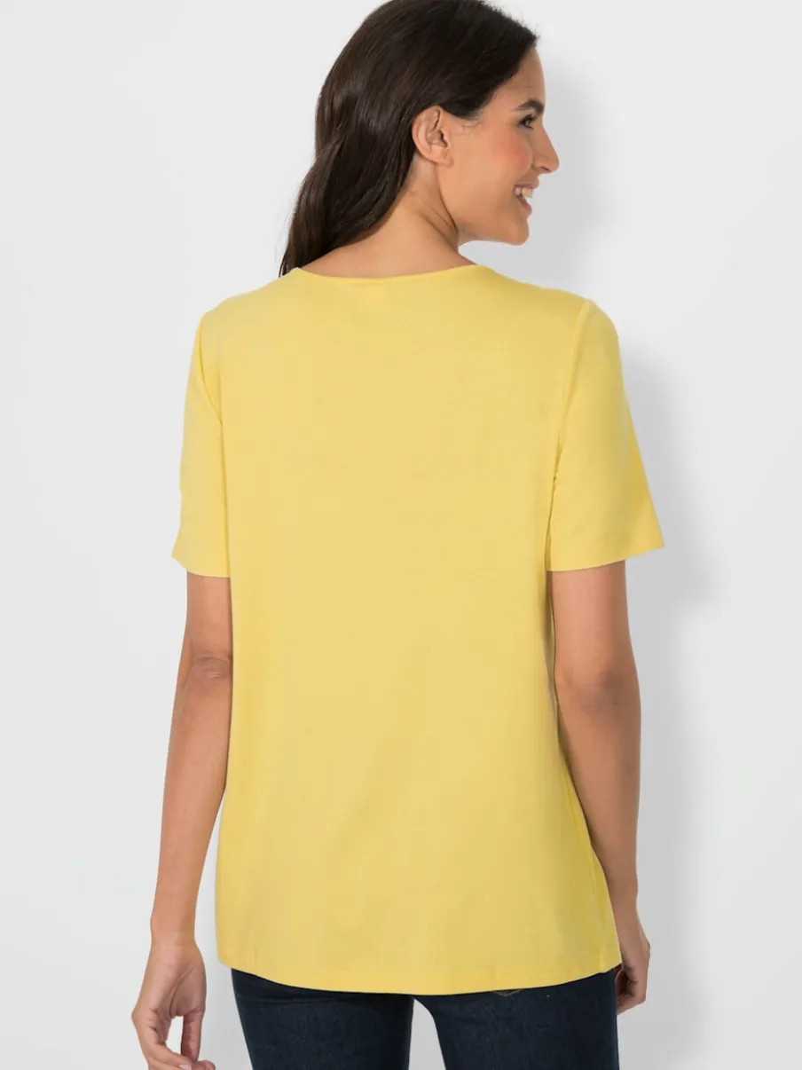 T-shirt à encolure ronde avec plis et coupe flatteuse