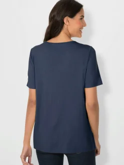 T-shirt à encolure ronde avec plis et coupe flatteuse