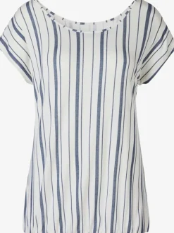 T-shirt à encolure ronde avec rayures verticales et manches courtes
