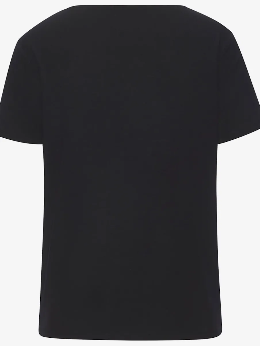 T-shirt à encolure ronde avec strass scintillants et manches courtes
