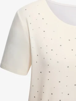T-shirt à encolure ronde avec strass scintillants et manches courtes
