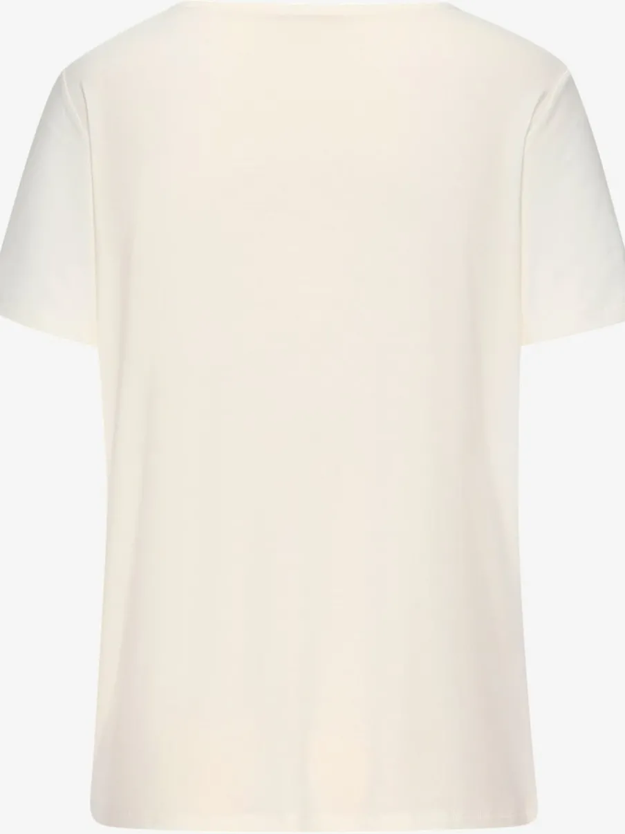 T-shirt à encolure ronde avec strass scintillants et manches courtes