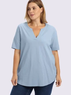 T-shirt encolure ronde avec v ouvert