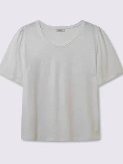 T-shirt à encolure ronde bord ondulé tendance