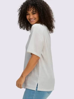 T-shirt à encolure ronde bord ondulé tendance