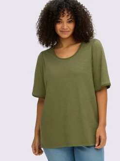 T-shirt à encolure ronde bord ondulé tendance