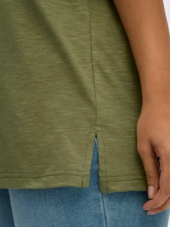 T-shirt à encolure ronde bord ondulé tendance