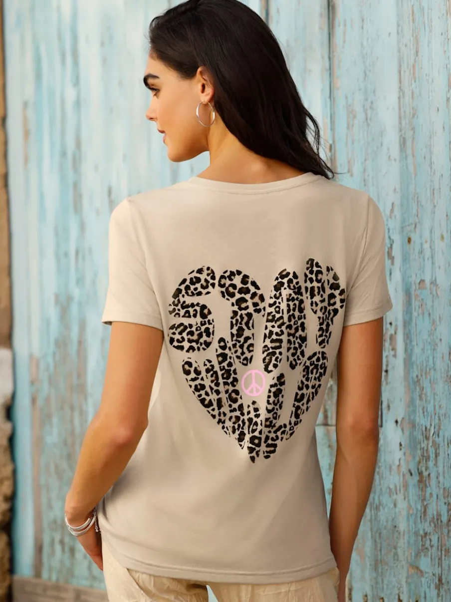 T-shirt à encolure ronde et manches courtes avec motif animal