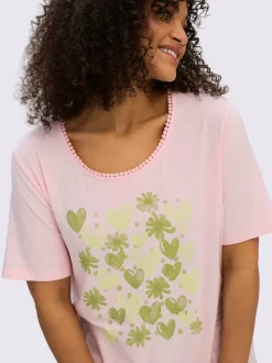 T-shirt à encolure ronde imprimé cœur fantaisie