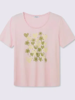 T-shirt à encolure ronde imprimé cœur fantaisie