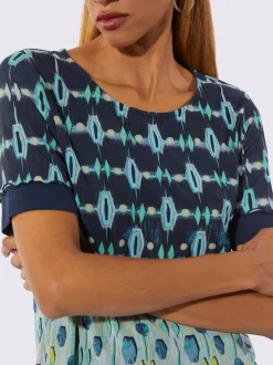 T-shirt à encolure ronde à manches courtes avec imprimé original et superposition