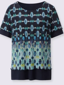 T-shirt à encolure ronde à manches courtes avec imprimé original et superposition