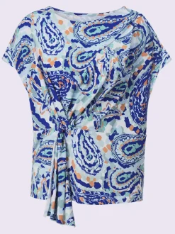 T-shirt à encolure ronde motif paisley et nœud sur le côté