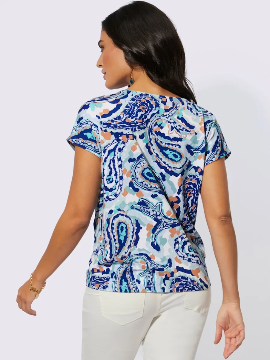 T-shirt à encolure ronde motif paisley et nœud sur le côté