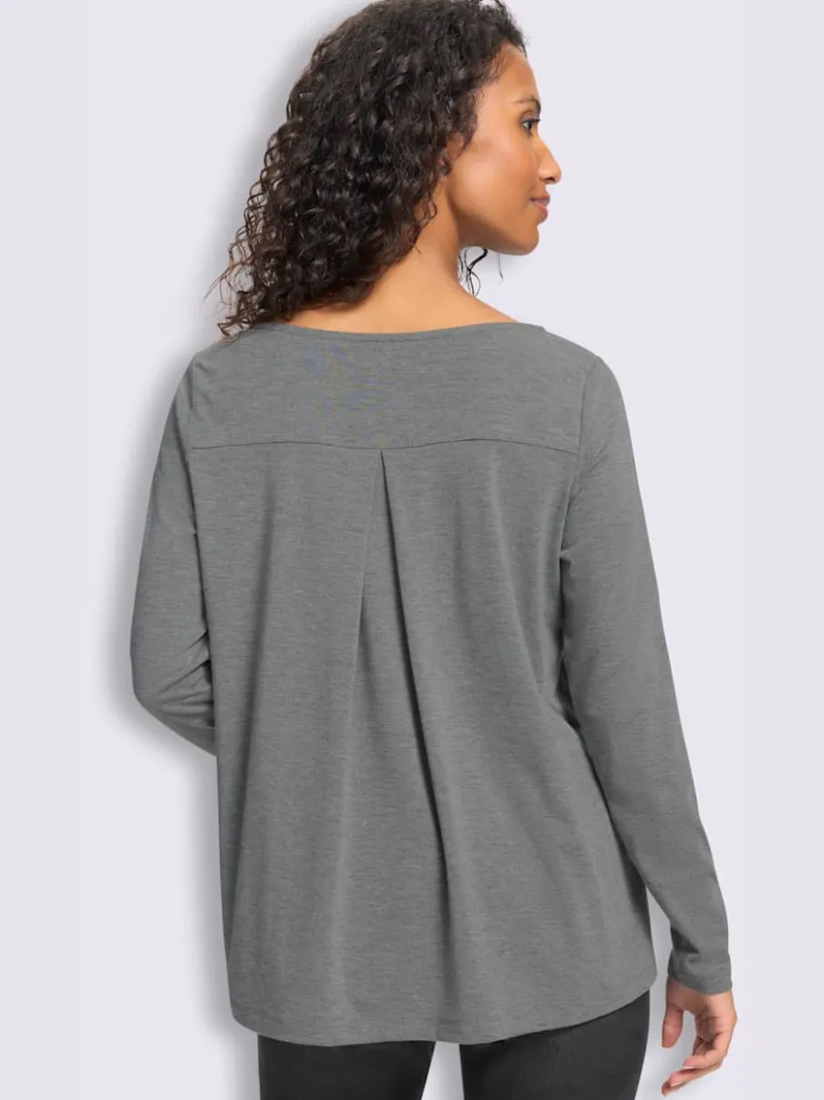 T-shirt à encolure ronde pli creux tendance au dos