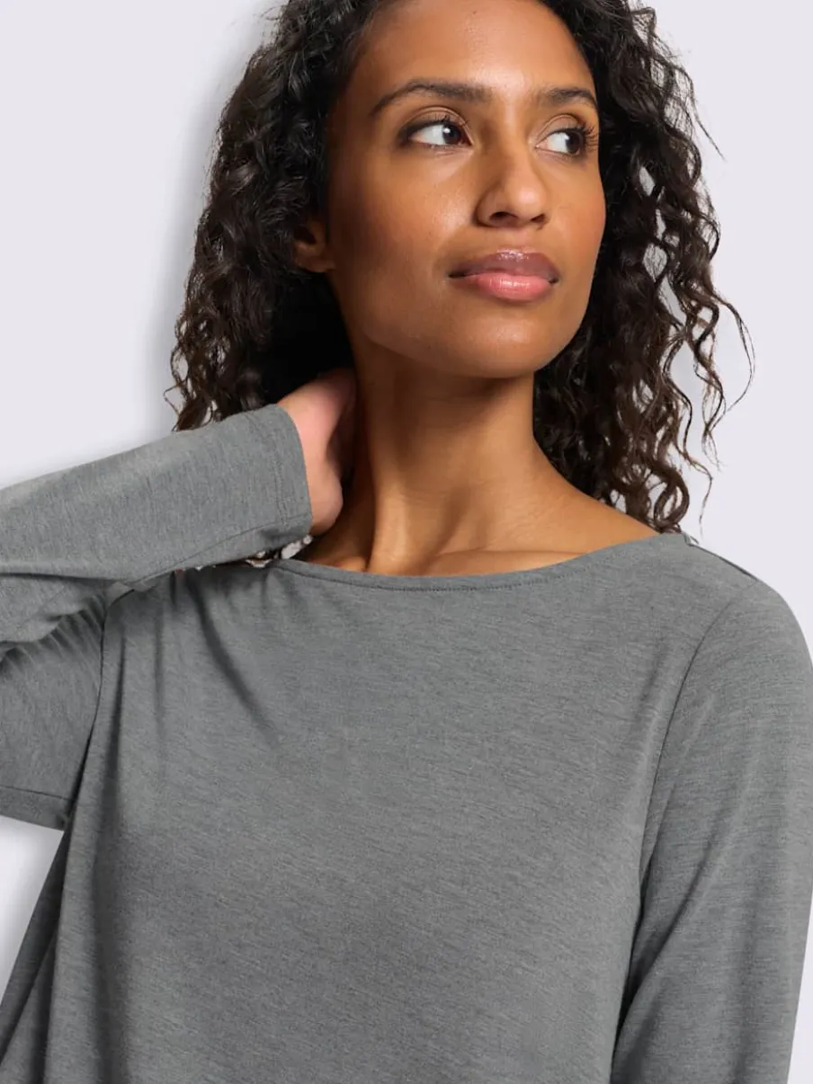 T-shirt à encolure ronde pli creux tendance au dos