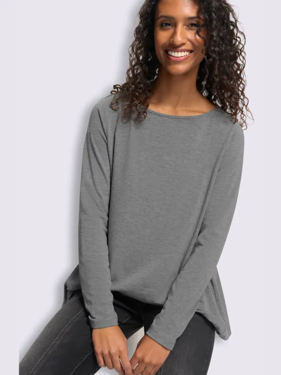 T-shirt à encolure ronde pli creux tendance au dos
