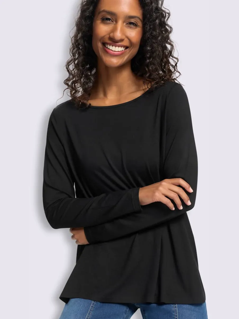 T-shirt à encolure ronde pli creux tendance au dos