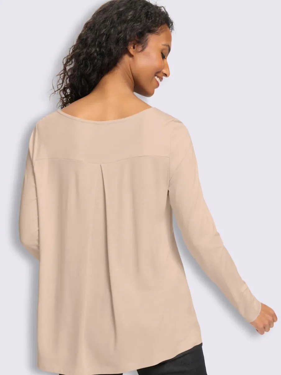 T-shirt à encolure ronde pli creux tendance au dos