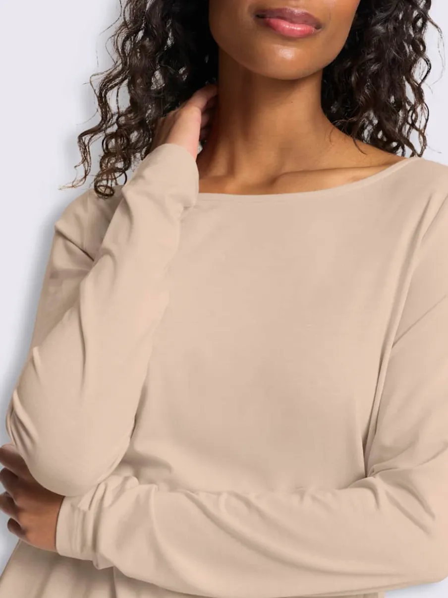 T-shirt à encolure ronde pli creux tendance au dos