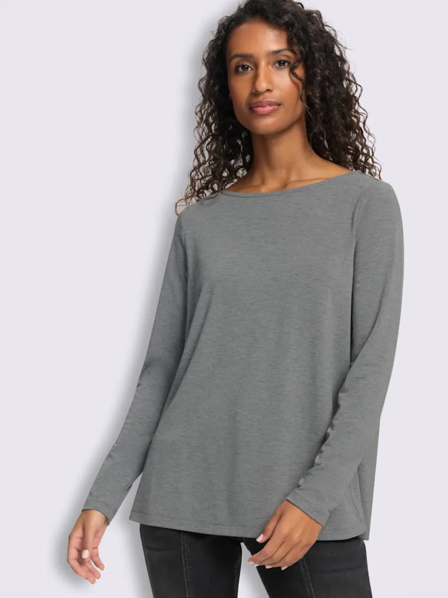 T-shirt à encolure ronde pli creux tendance au dos