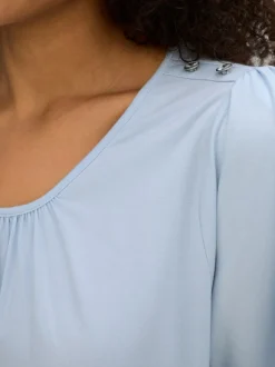T-shirt à encolure ronde plis décoratifs