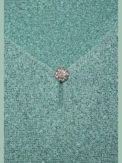 T-shirt à encolure V avec bouton brillant et strass