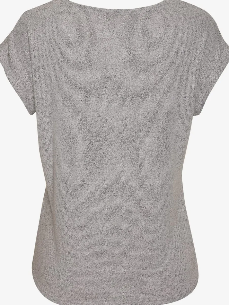 T-shirt à encolure V avec bouton brillant et strass