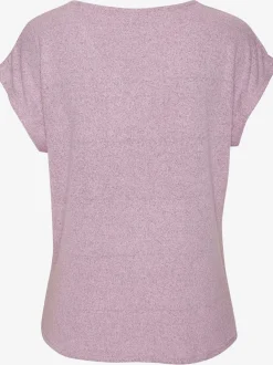 T-shirt à encolure V avec bouton brillant et strass