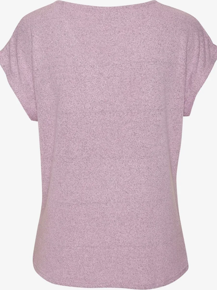 T-shirt à encolure V avec bouton brillant et strass