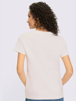 T-shirt en coton avec encolure ronde et motifs floraux