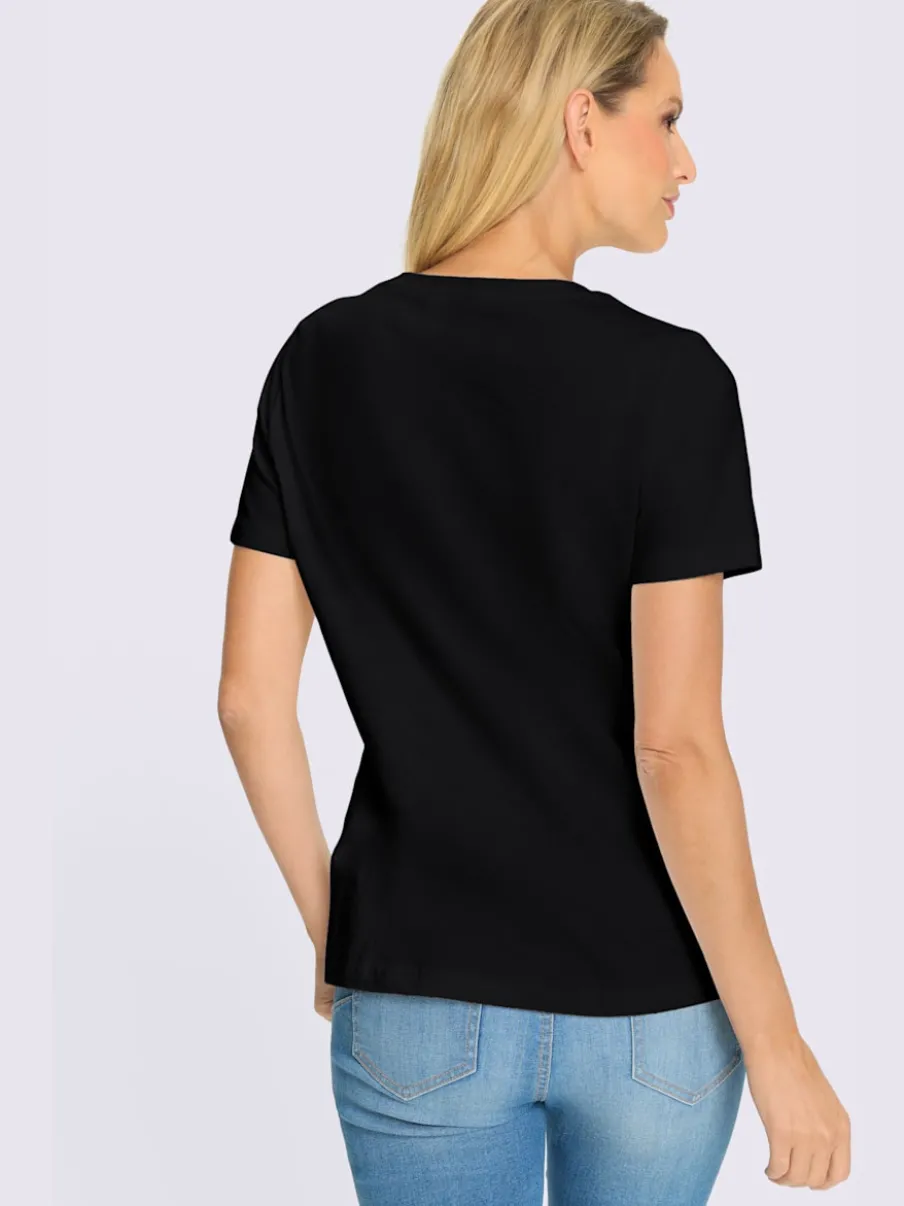 T-shirt en coton doux avec inscription brillante en pierres