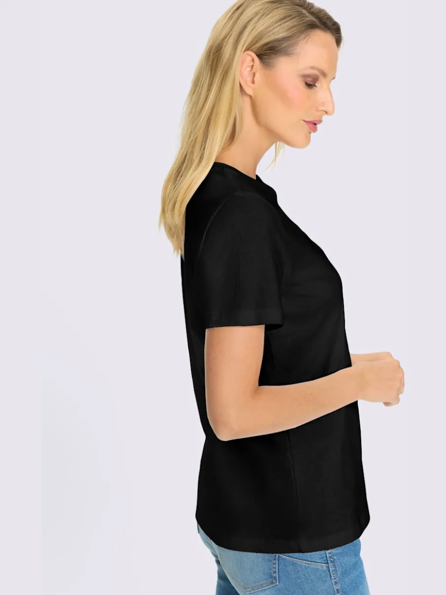 T-shirt en coton doux avec inscription brillante en pierres