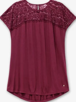 T-shirt en dentelle empiècement dentelle tendance