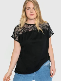 T-shirt en dentelle empiècement dentelle tendance