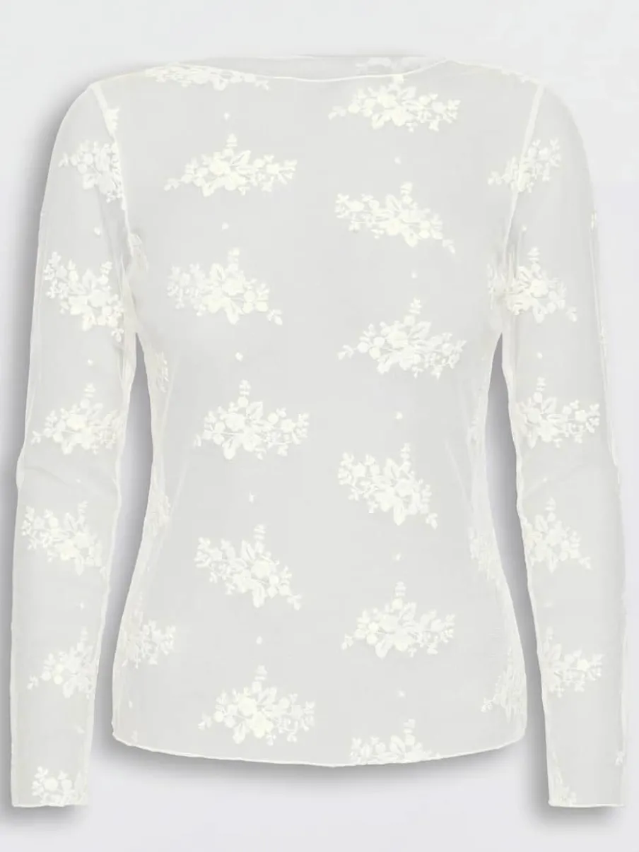 T-shirt en dentelle maille transparente