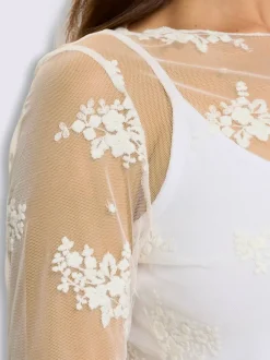 T-shirt en dentelle maille transparente