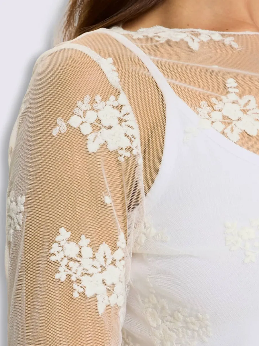 T-shirt en dentelle maille transparente
