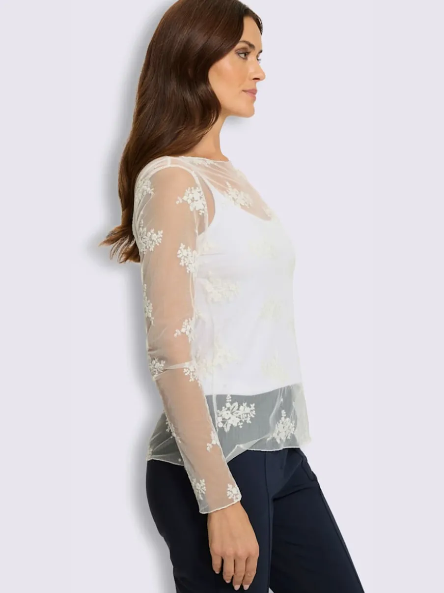 T-shirt en dentelle maille transparente