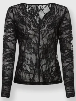 T-shirt en dentelle à manches longues avec broderie florale