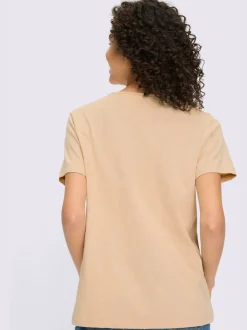 T-shirt en fil flammé avec col V et imprimé graphique