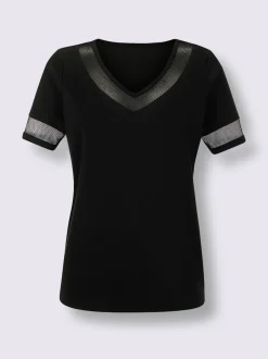 T-shirt en mélange de modal avec col V et manches courtes