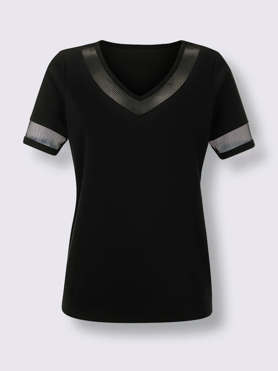 T-shirt en mélange de modal avec col V et manches courtes